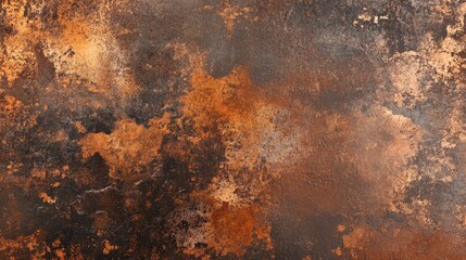 Close-up view of a rusted metal surface with various shades of brown, orange, and black, creating a textured and weathered appearance