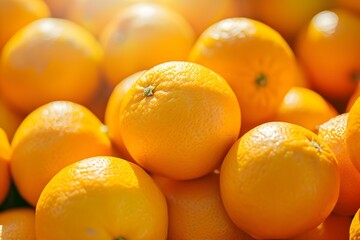 Fresh ripe oranges in bright sunlight
