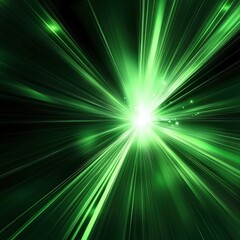 Obraz premium Green Light Burst - Abstract Starburst Effect for Night Web Design