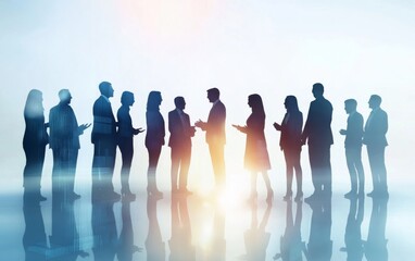 Silhouetted figures of business people showcasing collaboration and teamwork.