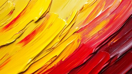 Abstract background with yellow and red oil paint brush strokes, highly detailed texture, flowing...