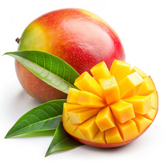 Fresh ripe mango on white background