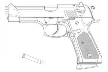 Gun Outline Drawing: Weapon Concept in EPS10 Format