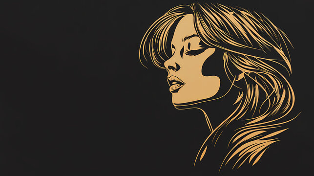 Flat logo girl sgraffito style on a black background. sgraffito style. Sgraffito. Illustration