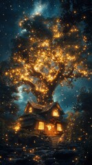 Obraz premium A Serene Nighttime Landscape with a Tranquil Ambience for Relaxation and Inspiration