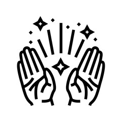 healing hands acupuncture line icon vector. healing hands acupuncture sign. isolated contour symbol black illustration