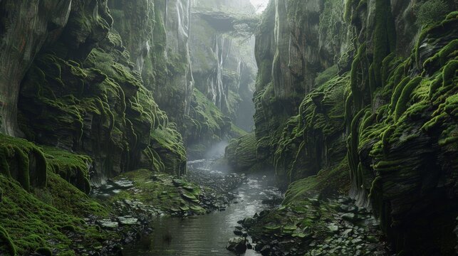 Enchanting MossCovered Gorge A Serene Oasis of Nature's Beauty