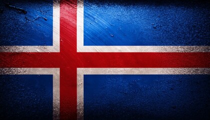 Fototapeta premium 古いビンテージのアイスランドの国旗(Old grunge vintage Icelandic flag.) 