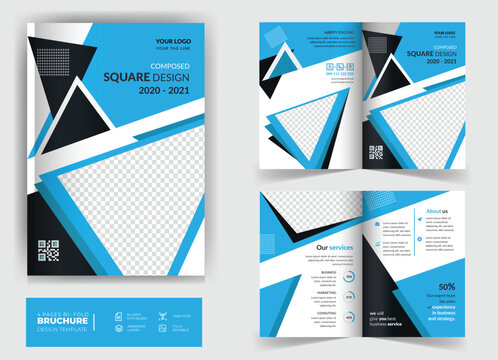 Realstate Portfolio or realstate Portfolio Brochure creative design. Multipurpose universal template, includi cover, back, and inside pages. Trendy minimalist flat geometric Brochure design.