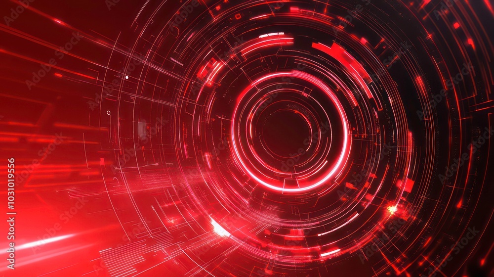 Canvas Prints abstract red and black glowing circle background design.