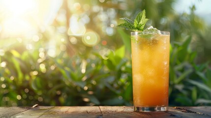 Sapote Bliss Invigorating Juice in a Sunlit Setting