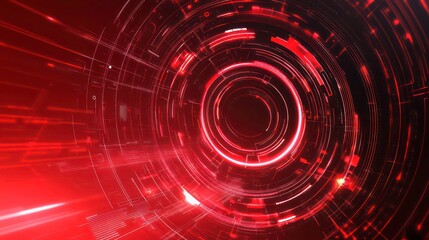 Obraz premium Abstract red and black glowing circle background design.