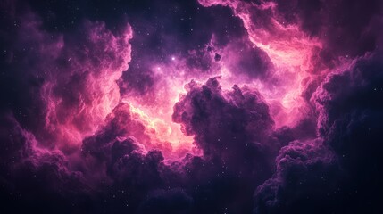 Beautiful cosmic cloud formation with pink and purple hues against a dark background