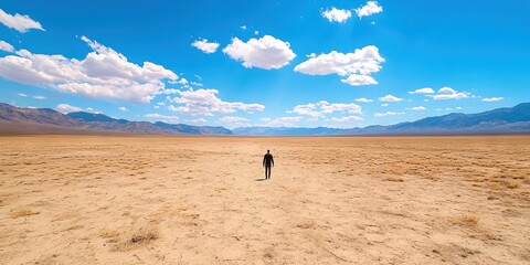 man wandering alone in the desert