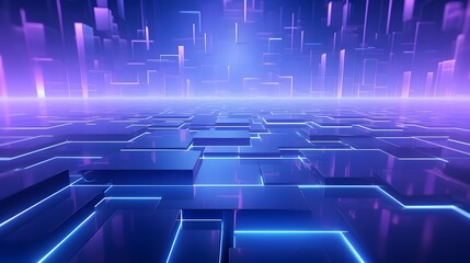 Fototapeta premium 3d rendering of blue and purple abstract geometric background. Scene for advertising, technology, showcase, banner, game, sport, cosmetic, business, metaverse. Sci-Fi Illustration. Product display
