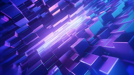 3d rendering of blue and purple abstract geometric background. Scene for advertising, technology, showcase, banner, game, sport, cosmetic, business, metaverse. Sci-Fi Illustration. Product display