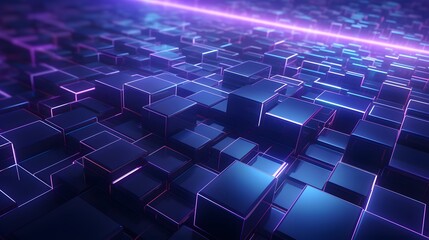 Fototapeta premium 3d rendering of blue and purple abstract geometric background. Scene for advertising, technology, showcase, banner, game, sport, cosmetic, business, metaverse. Sci-Fi Illustration. Product display
