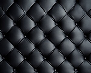 Black leather pattern with diamond quilting texture in deep shadows