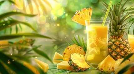 Tropical Bliss Vibrant Pineapple Smoothie in Paradise