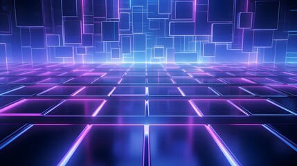Obraz premium 3d rendering of blue and purple abstract geometric background. Scene for advertising, technology, showcase, banner, game, sport, cosmetic, business, metaverse. Sci-Fi Illustration. Product display