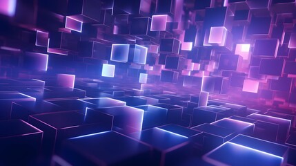 Obraz premium 3d rendering of blue and purple abstract geometric background. Scene for advertising, technology, showcase, banner, game, sport, cosmetic, business, metaverse. Sci-Fi Illustration. Product display