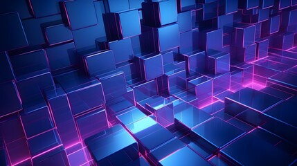Fototapeta premium 3d rendering of blue and purple abstract geometric background. Scene for advertising, technology, showcase, banner, game, sport, cosmetic, business, metaverse. Sci-Fi Illustration. Product display