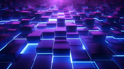Fototapeta premium 3d rendering of blue and purple abstract geometric background. Scene for advertising, technology, showcase, banner, game, sport, cosmetic, business, metaverse. Sci-Fi Illustration. Product display