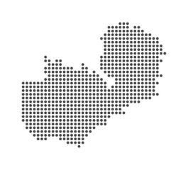 Obraz premium Zambia - Dotted Map. Map formed by Dots. Vector Illustration