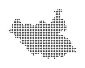 South Sudan - Dotted Map. Map formed by Dots. Vector Illustration