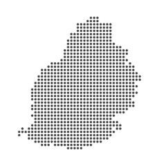 Mauritius - Dotted Map. Map formed by Dots. Vector Illustration