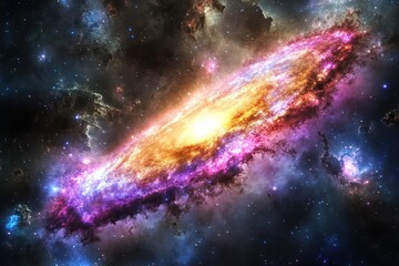 Naklejka premium Colorful galaxy with a mix celestial colors and glowing light