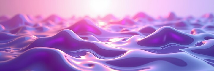 Fototapeta premium Abstract purple waves create a surreal landscape, perfect for showcasing creativity in digital art, technology, or wellness themes.