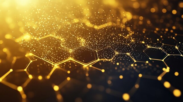 Hexagon Wave. Abstract Network Connection Background with Cyber Technology Illustration