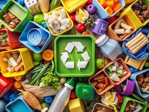 Waste Types Icon Set for Environmental Awareness and Recycling Initiatives