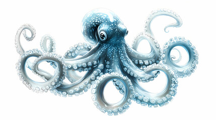 Obraz premium Octopus animal invertebrate transparent. Airbrush Art. Illustration