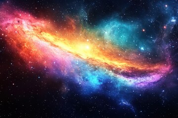 Obraz premium Dynamic galaxy scene with intense colors and swirling stardust