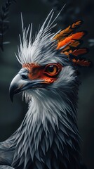 Fototapeta premium Adorable Secretary Bird close-up ai generated art