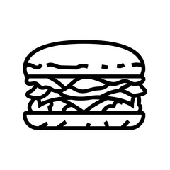 bacon cheeseburger food line icon vector. bacon cheeseburger food sign. isolated contour symbol black illustration