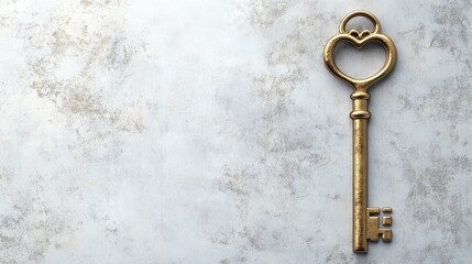 Antique Heart-Shaped Key on Textured Background
