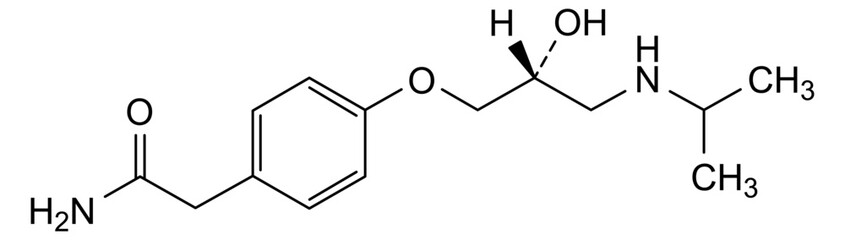 Chemical structure of atenolol, drug substance