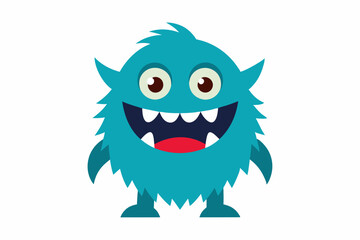 Funny Monster Character as Toothy and Hairy Mutant with Friendly Face Vector icon illustration Set.with white background.