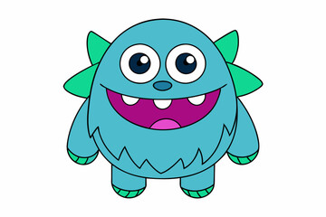 Funny Monster Character as Toothy and Hairy Mutant with Friendly Face Vector icon illustration Set.with white background.