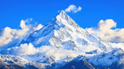 Fototapeta premium Majestic Snow-Capped Mountain Under Blue Sky