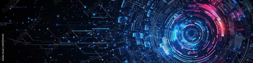 Wall mural high-tech abstract background with digital elements, futuristic vibes