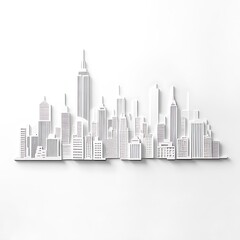 Fototapeta premium Modern white paper skyscrapers forming a sleek minimalist cityscape model