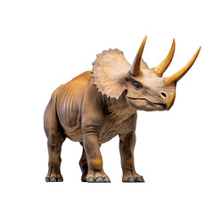 Fototapeta premium Triceratops standing upright with its three horns and large frill, on a transparent background