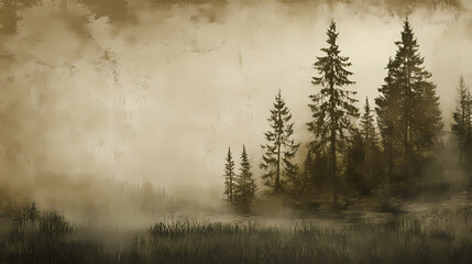 Rustic sepia and forest green textured background, conveying nostalgia and nature. Vintage Sepia. Illustration
