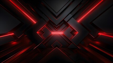 3d rendering of black and red abstract geometric background. Scene for advertising, technology, showcase, banner, game, sport, cosmetic, business, metaverse. Sci-Fi Illustration. Product display