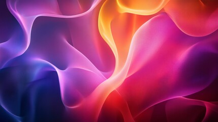 A colorful, abstract painting of a wave with a purple and orange hue