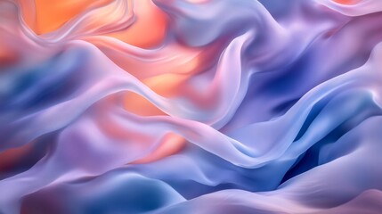 Fototapeta premium A colorful, flowing piece of fabric with a mix of blue, pink, and orange hues